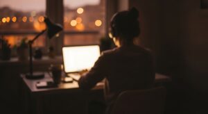 frau-von-hinten-am-e-learning-erstellen-am-laptop