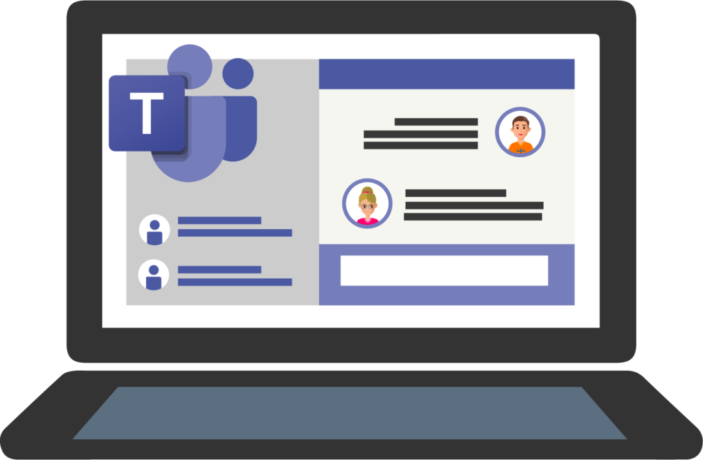 animierter-laptop-mit-teams-als-wissensmanagement-tools-zur-wissenssicherung