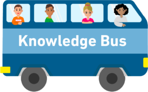 animierter-bus-mit-menschen-knowledge-bus-als-rollen-einer-wissenscommunity