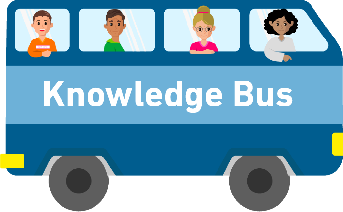 animierter-bus-mit-menschen-knowledge-bus-als-rollen-einer-wissenscommunity