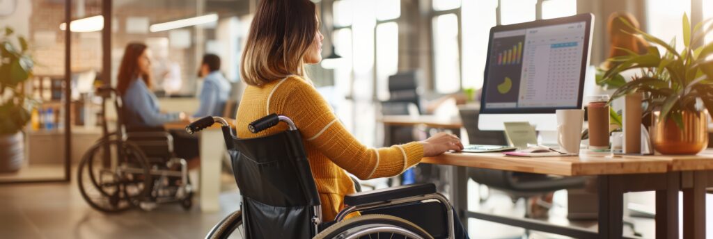 barrierefreiheit-im-e-learning-frau-in-rollstuhl-an-laptop-am-lernen